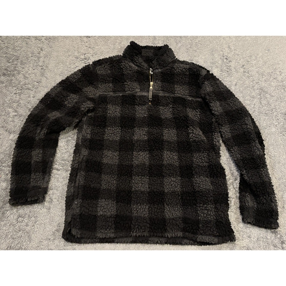 Alpine Sherpa Buffalo Tartan Plaid 1/4 Zip Pullover Thick Fleece Jacket Medium
